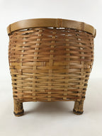 Japanese Handwoven Bamboo Basket Vtg Kago Ikebana Arrangement Kado Brown B227