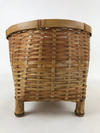 Japanese Handwoven Bamboo Basket Vtg Kago Ikebana Arrangement Kado Brown B227