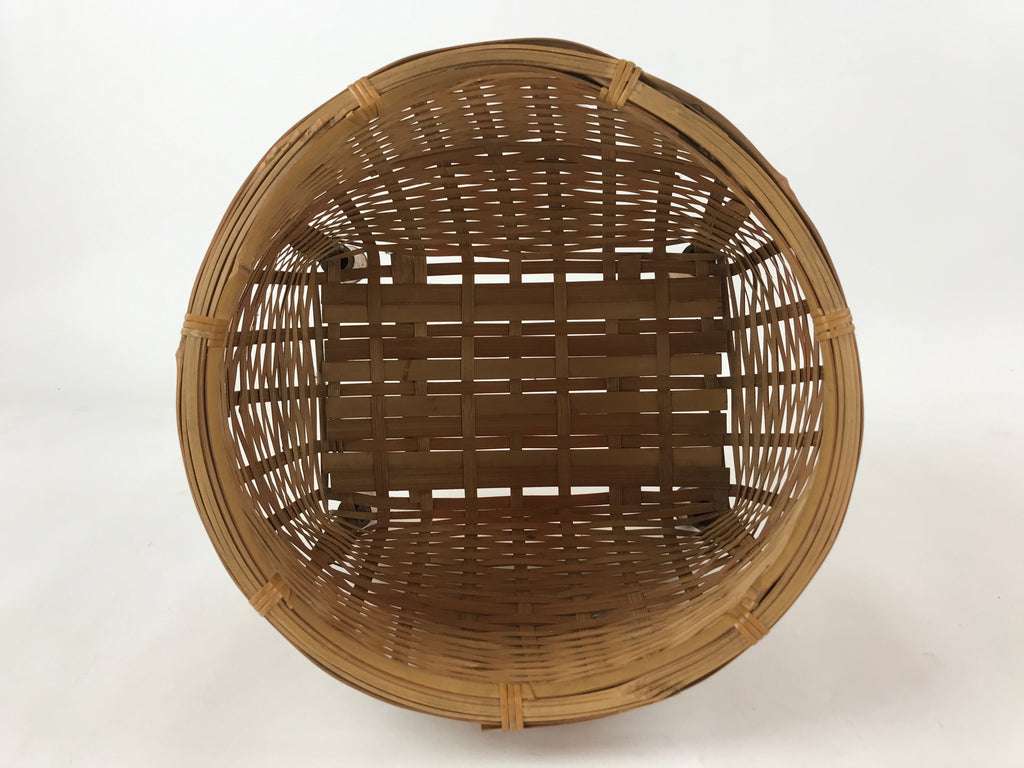 Japanese Handwoven Bamboo Basket Vtg Kago Ikebana Arrangement Kado Brown B227