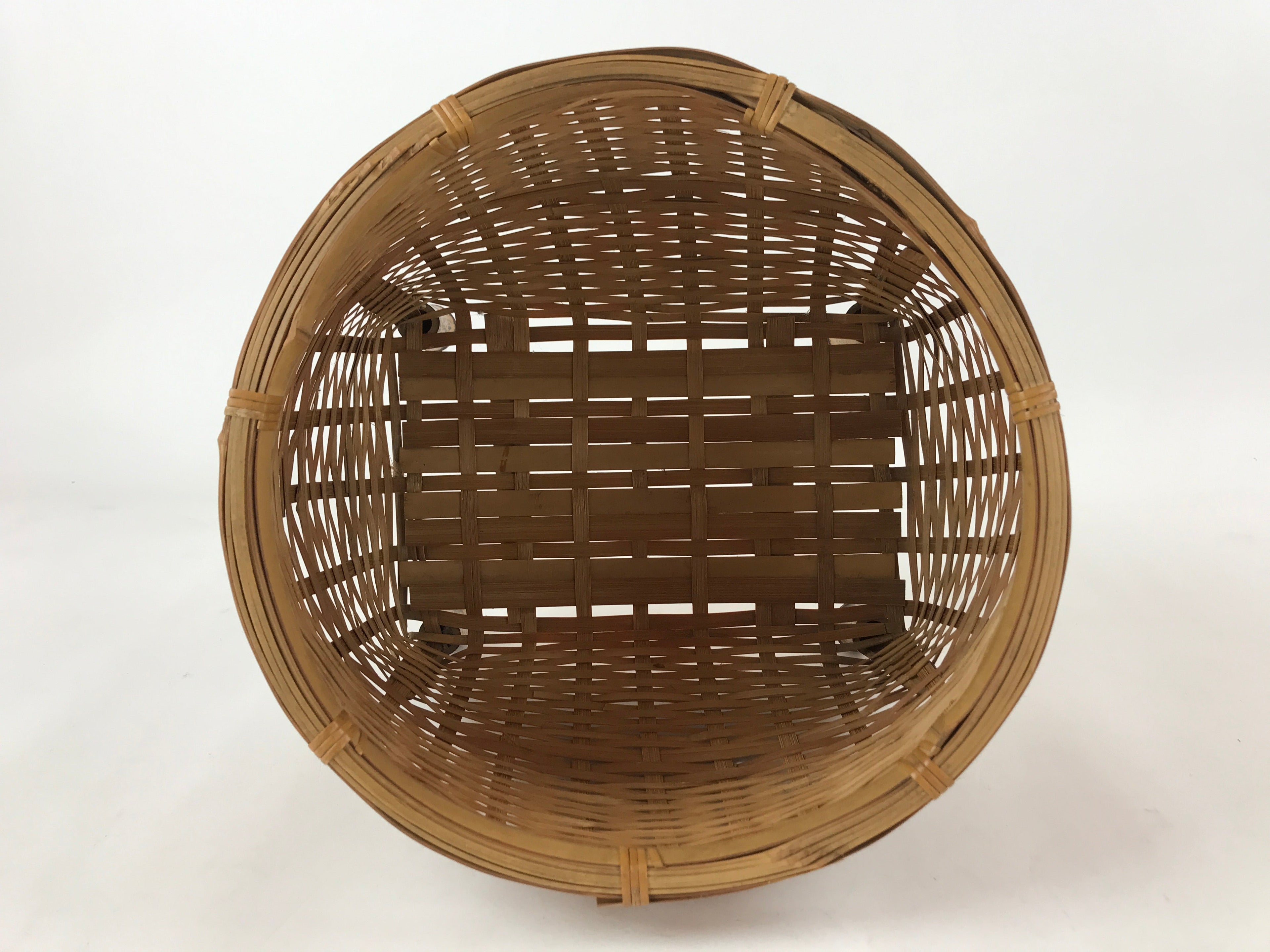 Japanese Handwoven Bamboo Basket Vtg Kago Ikebana Arrangement Kado Brown B227