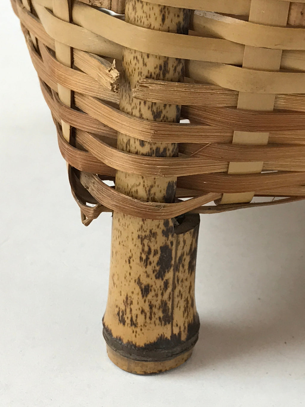 Japanese Handwoven Bamboo Basket Vtg Kago Ikebana Arrangement Kado Brown B227
