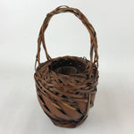 Japanese Handwoven Bamboo Basket Vtg Kago Ikebana Arrangement Kado Brown B228