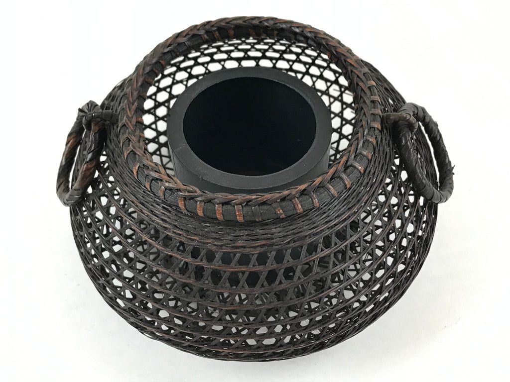 Japanese Handwoven Bamboo Basket Vtg Kago Ikebana Arrangement Kado Brown B230