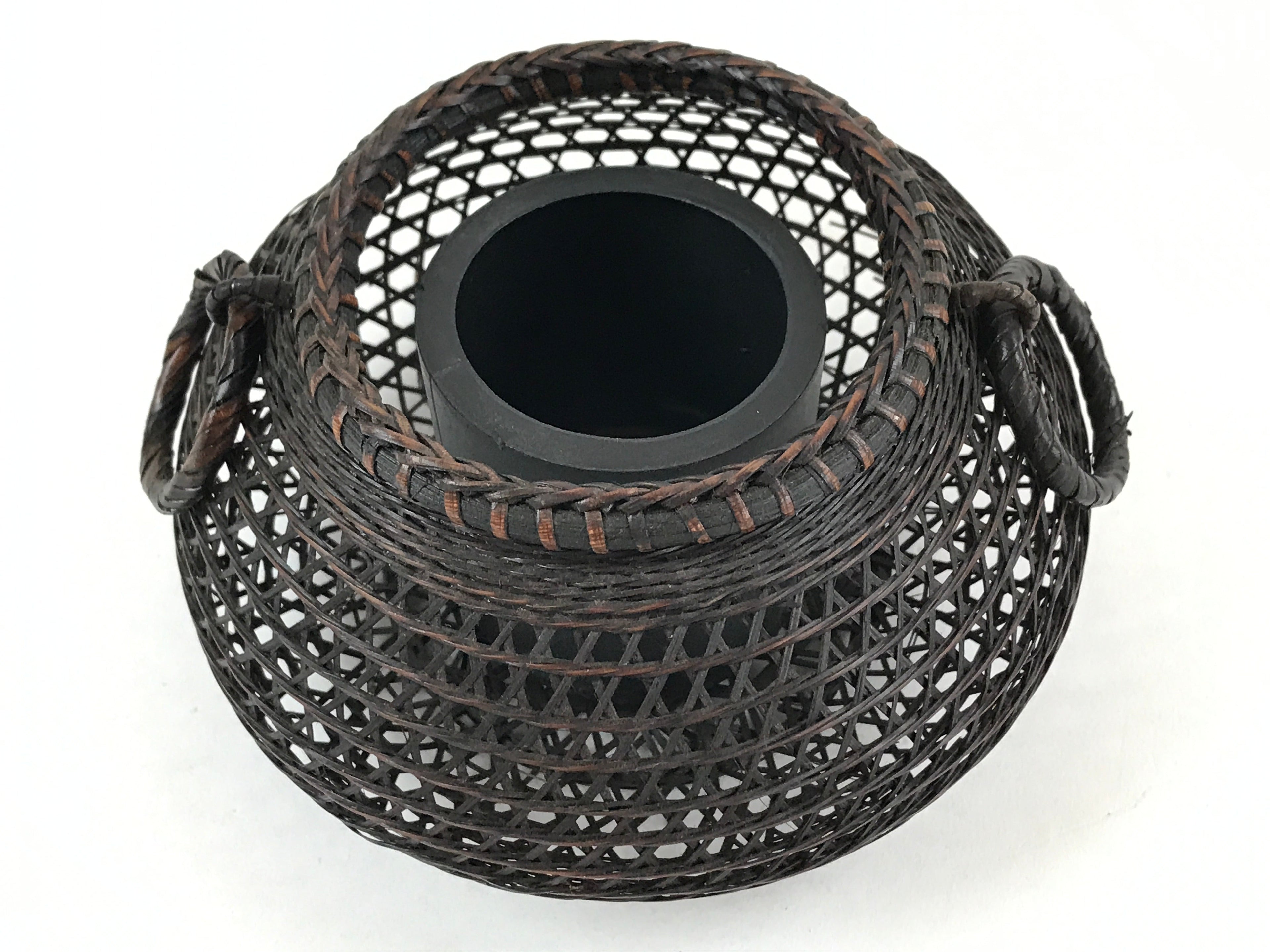 Japanese Handwoven Bamboo Basket Vtg Kago Ikebana Arrangement Kado Brown B230