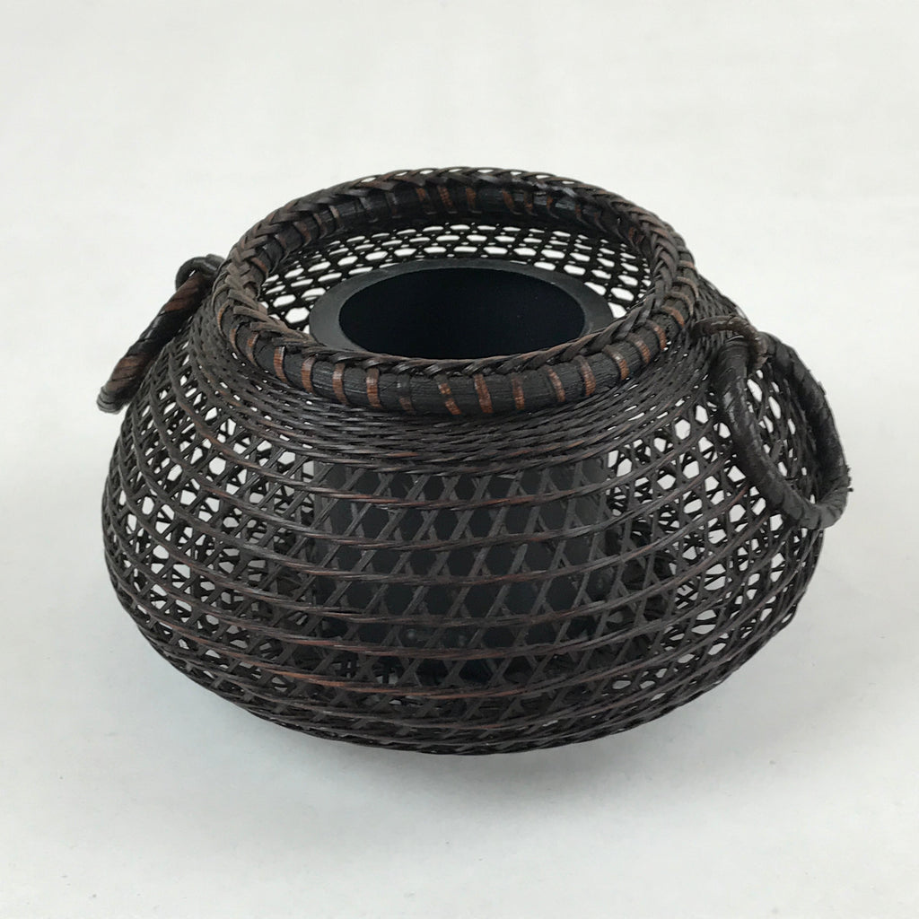 Japanese Handwoven Bamboo Basket Vtg Kago Ikebana Arrangement Kado Brown B230