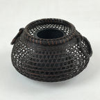 Japanese Handwoven Bamboo Basket Vtg Kago Ikebana Arrangement Kado Brown B230