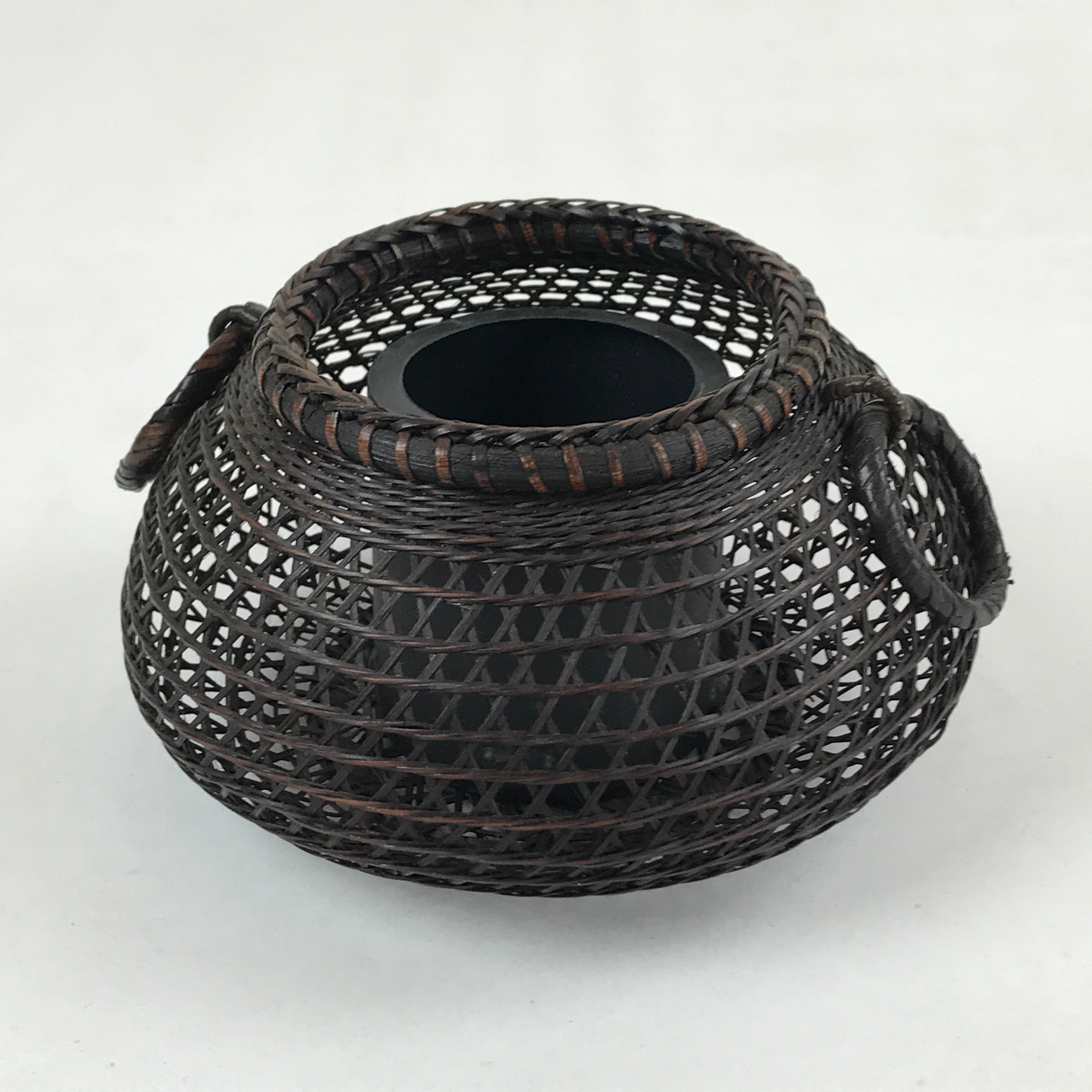 Japanese Handwoven Bamboo Basket Vtg Kago Ikebana Arrangement Kado Brown B230