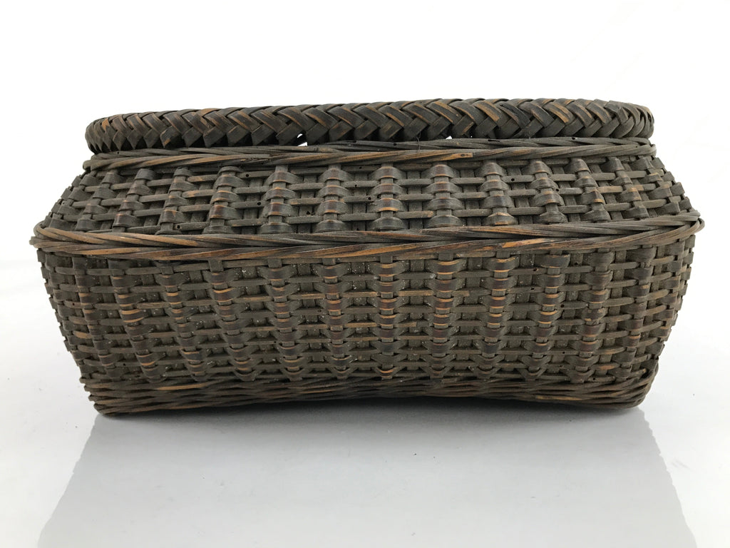 Japanese Handwoven Bamboo Basket Vtg Kago Ikebana Arrangement Kado Brown B238
