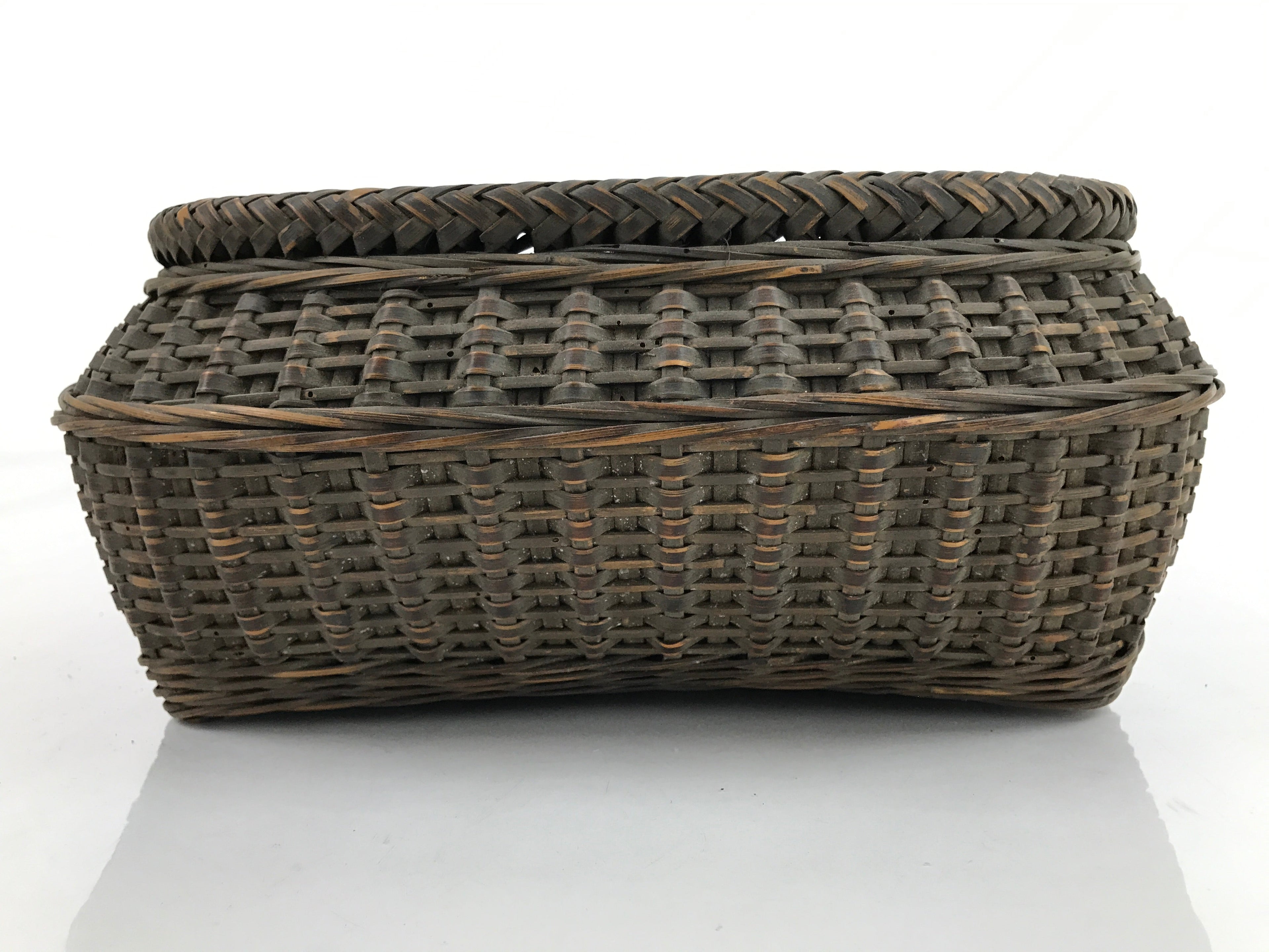 Japanese Handwoven Bamboo Basket Vtg Kago Ikebana Arrangement Kado Brown B238
