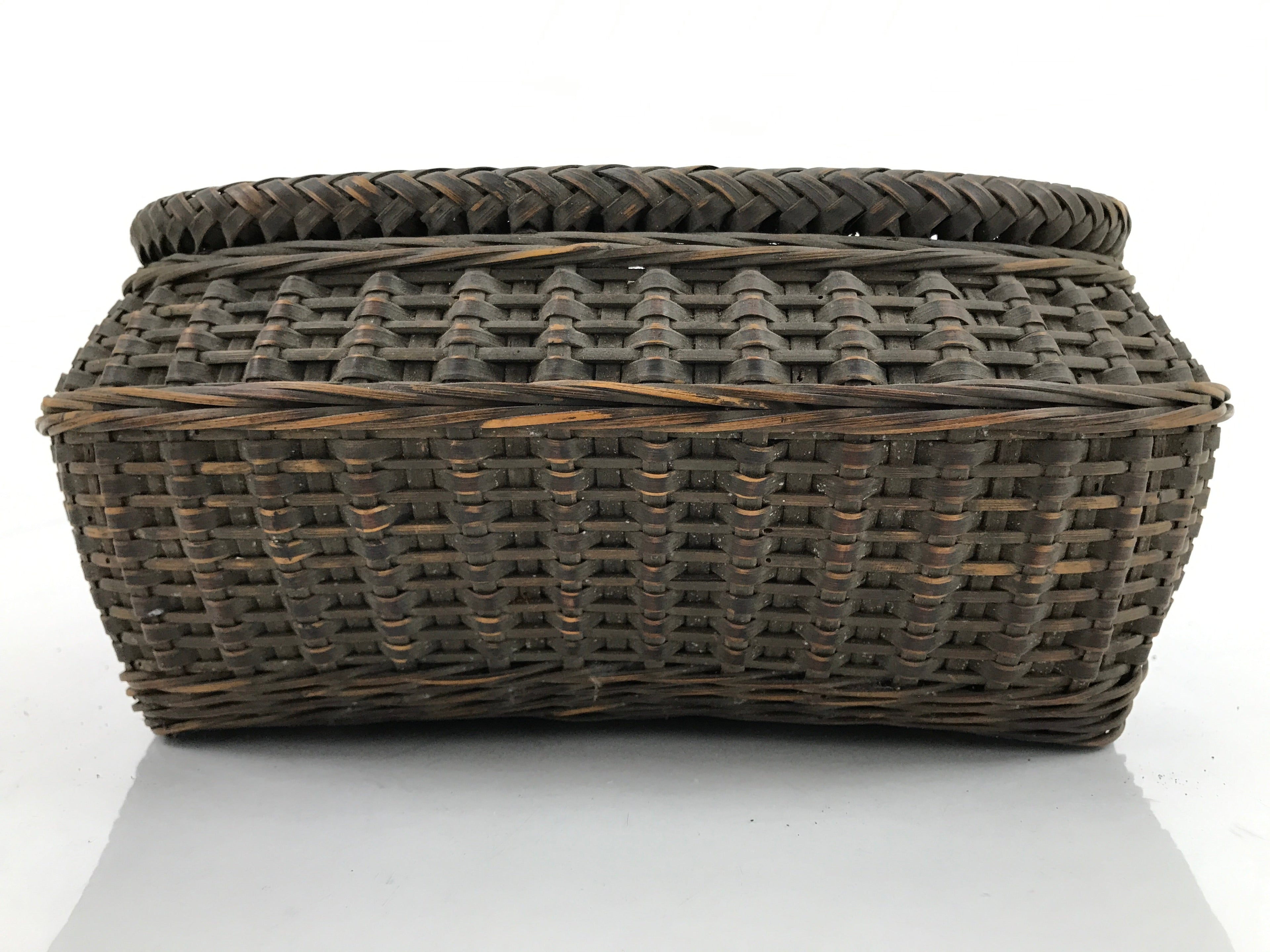 Japanese Handwoven Bamboo Basket Vtg Kago Ikebana Arrangement Kado Brown B238