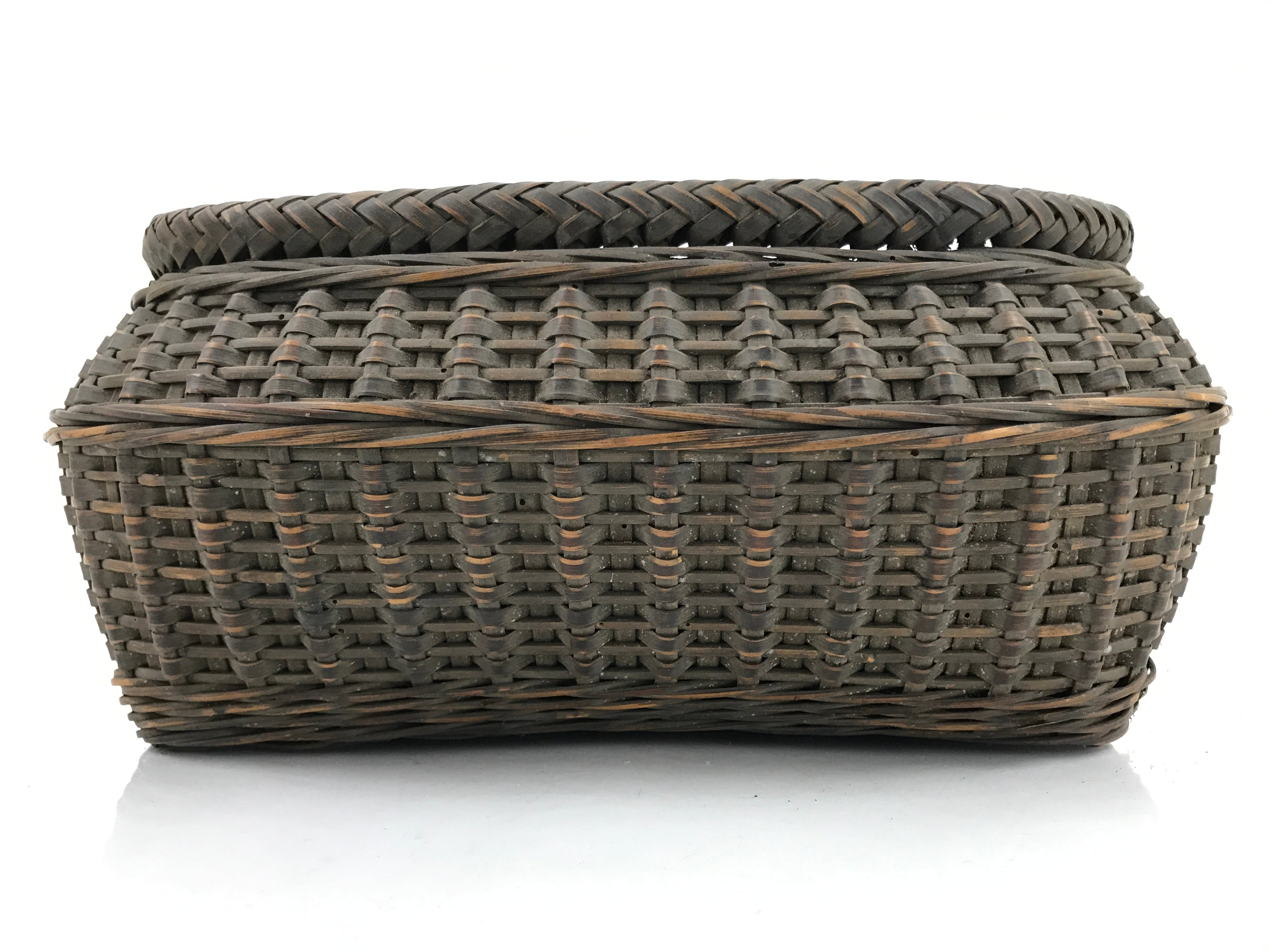 Japanese Handwoven Bamboo Basket Vtg Kago Ikebana Arrangement Kado Brown B238