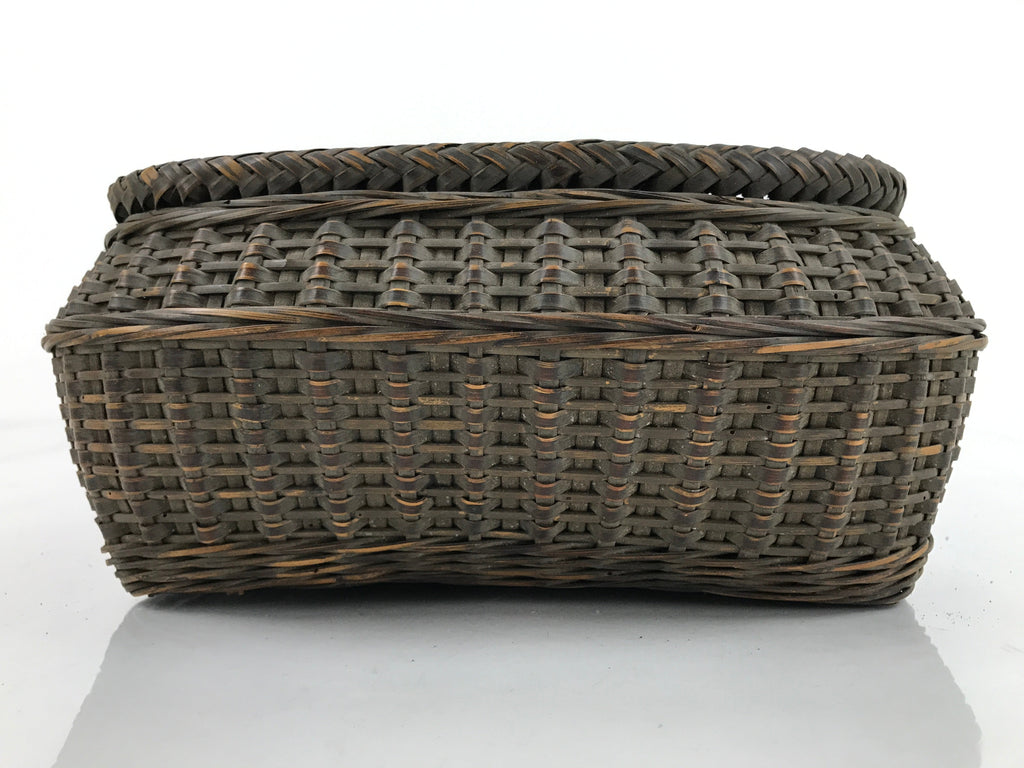 Japanese Handwoven Bamboo Basket Vtg Kago Ikebana Arrangement Kado Brown B238