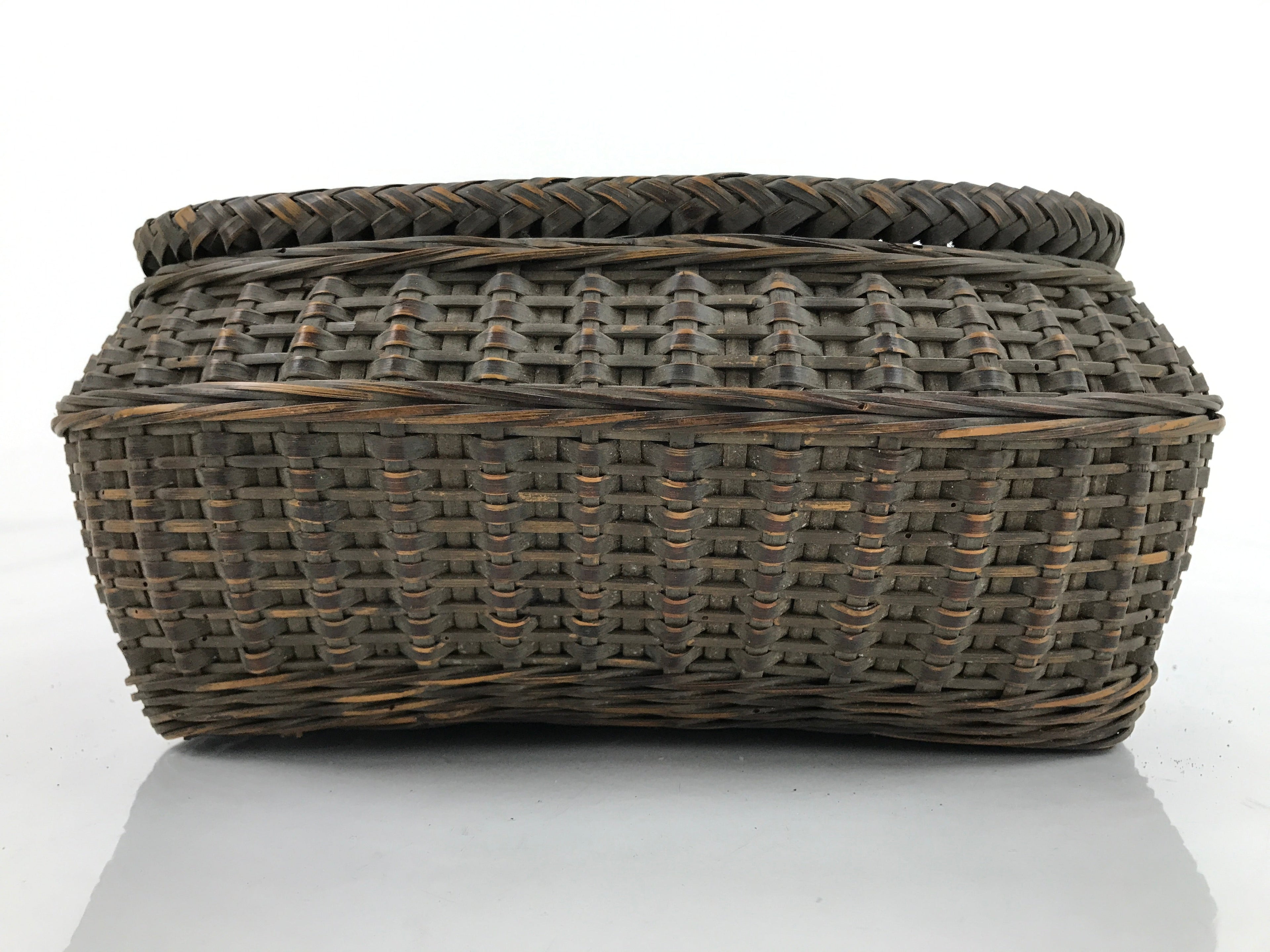Japanese Handwoven Bamboo Basket Vtg Kago Ikebana Arrangement Kado Brown B238
