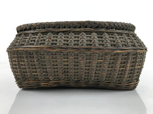 Japanese Handwoven Bamboo Basket Vtg Kago Ikebana Arrangement Kado Brown B238