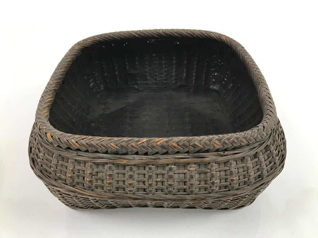 Japanese Handwoven Bamboo Basket Vtg Kago Ikebana Arrangement Kado Brown B238
