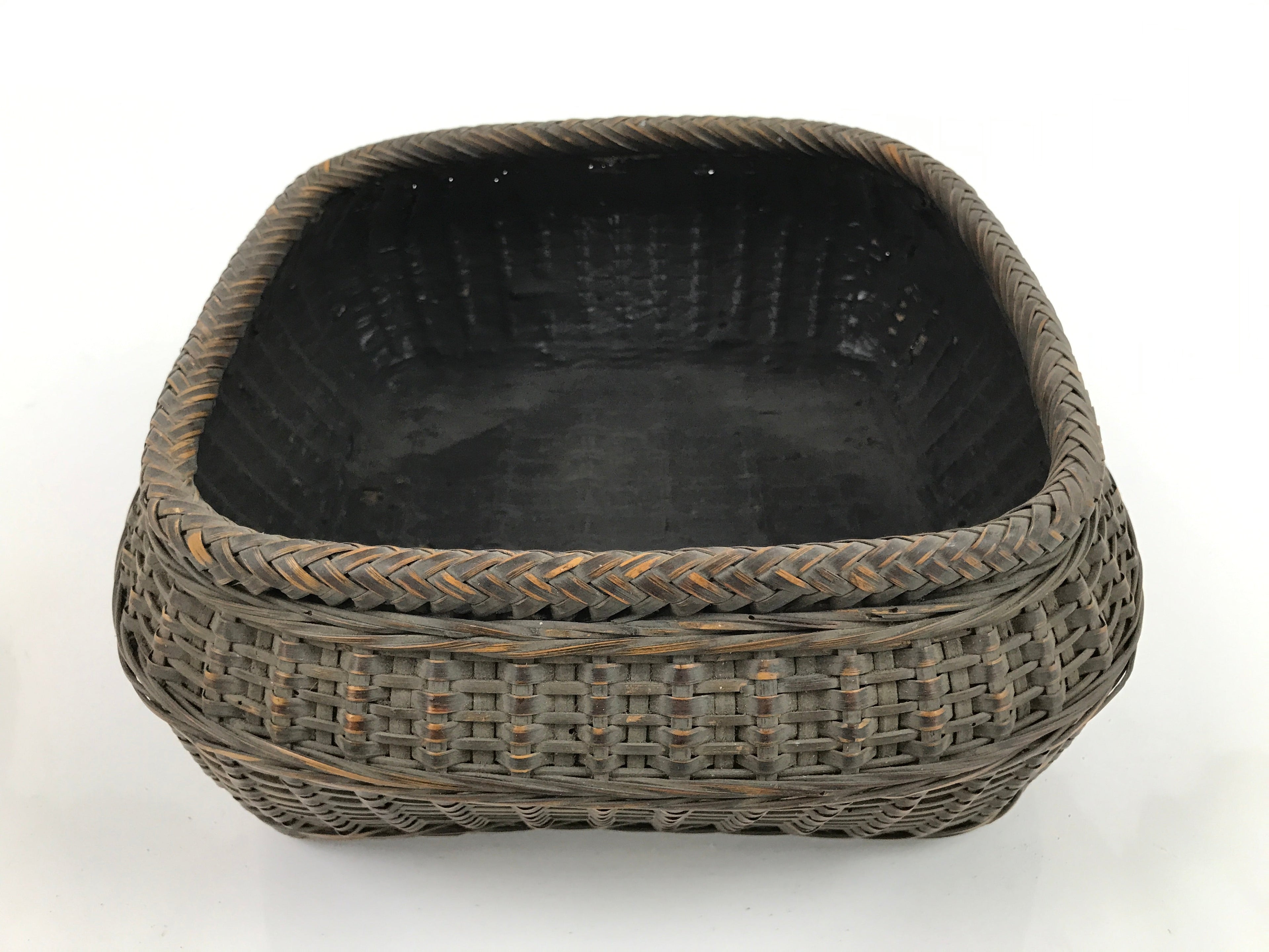 Japanese Handwoven Bamboo Basket Vtg Kago Ikebana Arrangement Kado Brown B238