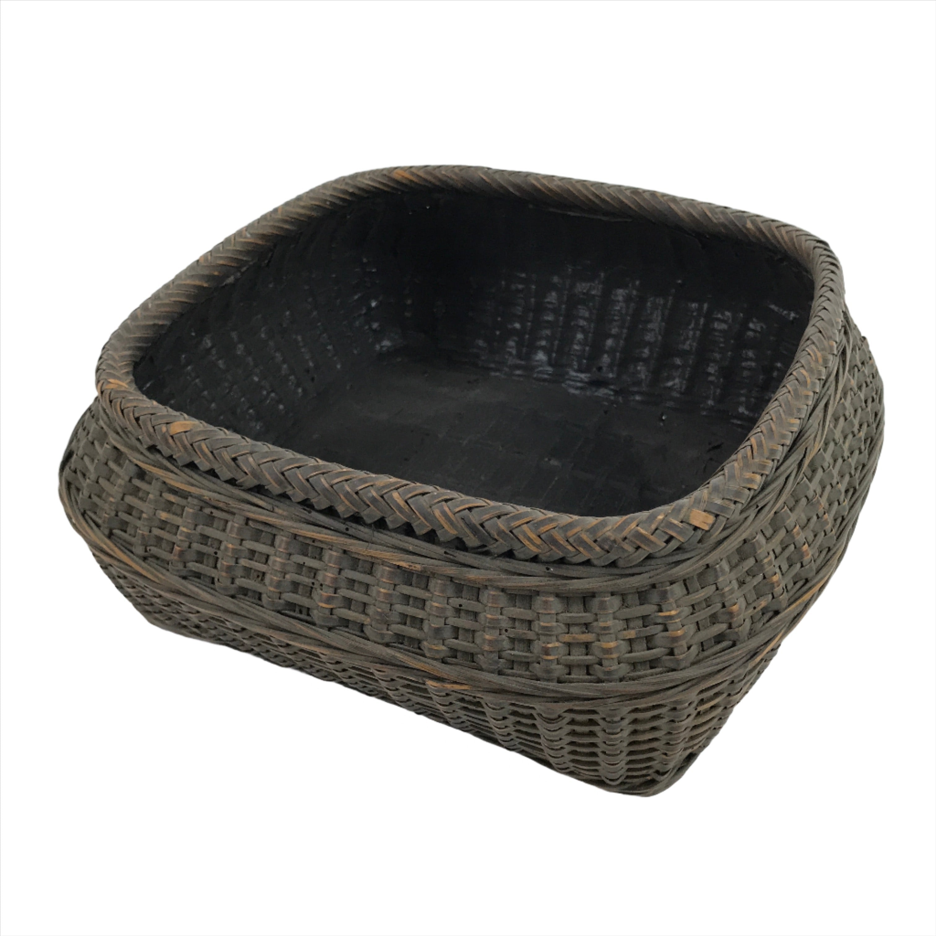 Japanese Handwoven Bamboo Basket Vtg Kago Ikebana Arrangement Kado Brown B238