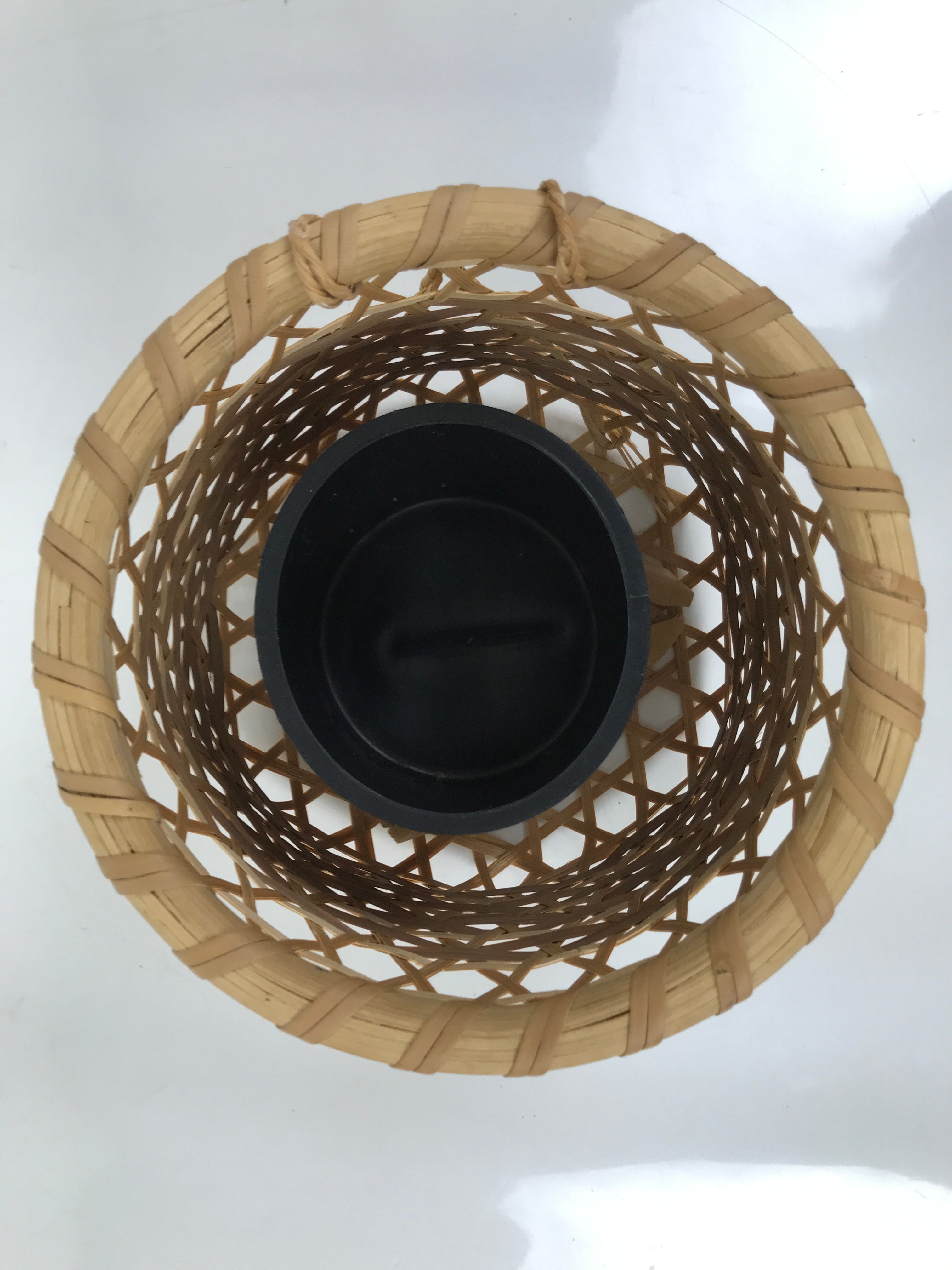 Japanese Handwoven Bamboo Basket Vtg Kago Ikebana Flower Arrangement Brown B260