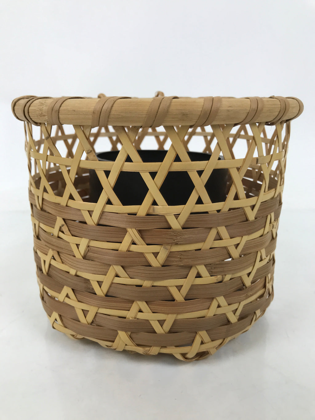 Japanese Handwoven Bamboo Basket Vtg Kago Ikebana Flower Arrangement Brown B260