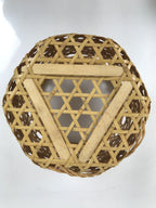 Japanese Handwoven Bamboo Basket Vtg Kago Ikebana Flower Arrangement Brown B260