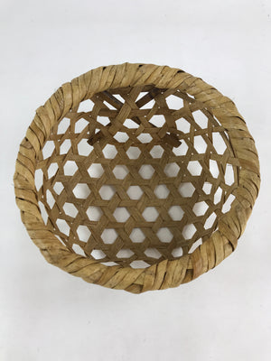 Japanese Handwoven Bamboo Basket Vtg Storage Kago Decorative Kado Round B220