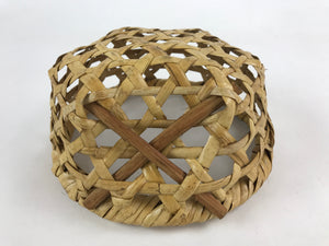 Japanese Handwoven Bamboo Basket Vtg Storage Kago Decorative Kado Round B220