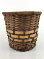 Japanese Handwoven Bamboo Basket Vtg Vine Kago Ikebana Kado Trash Bin Brown B242