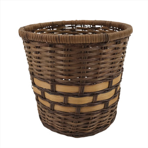 Japanese Handwoven Bamboo Basket Vtg Vine Kago Ikebana Kado Trash Bin Brown B242