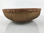 Japanese Handwoven Bamboo Drying Basket Vtg Round Kago Zaru 49 cm Long B265