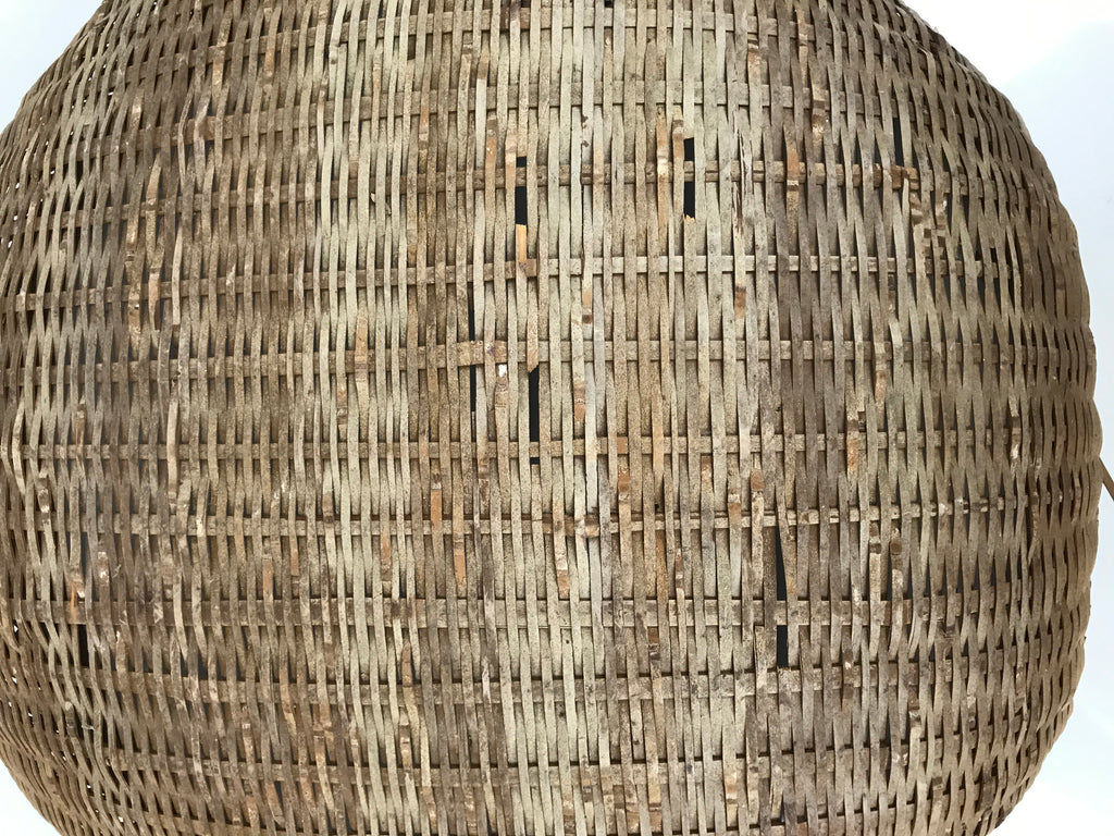 Japanese Handwoven Bamboo Drying Basket Vtg Round Kago Zaru 49 cm Long B265