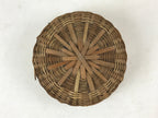 Japanese Handwoven Bamboo Fishing Basket Vtg Kago Tsurikago Brown Lid B229
