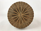 Japanese Handwoven Bamboo Fishing Basket Vtg Kago Tsurikago Brown Lid B229