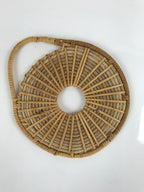 Japanese Handwoven Bamboo Trivet Nabeshiki Vtg Pot Coaster Underlay Brown JK682