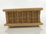 Japanese Handwoven Wood Frame Storage Basket Vtg Rectangle Vine Reed B247