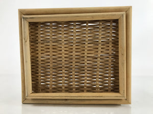 Japanese Handwoven Wood Frame Storage Basket Vtg Rectangle Vine Reed B247