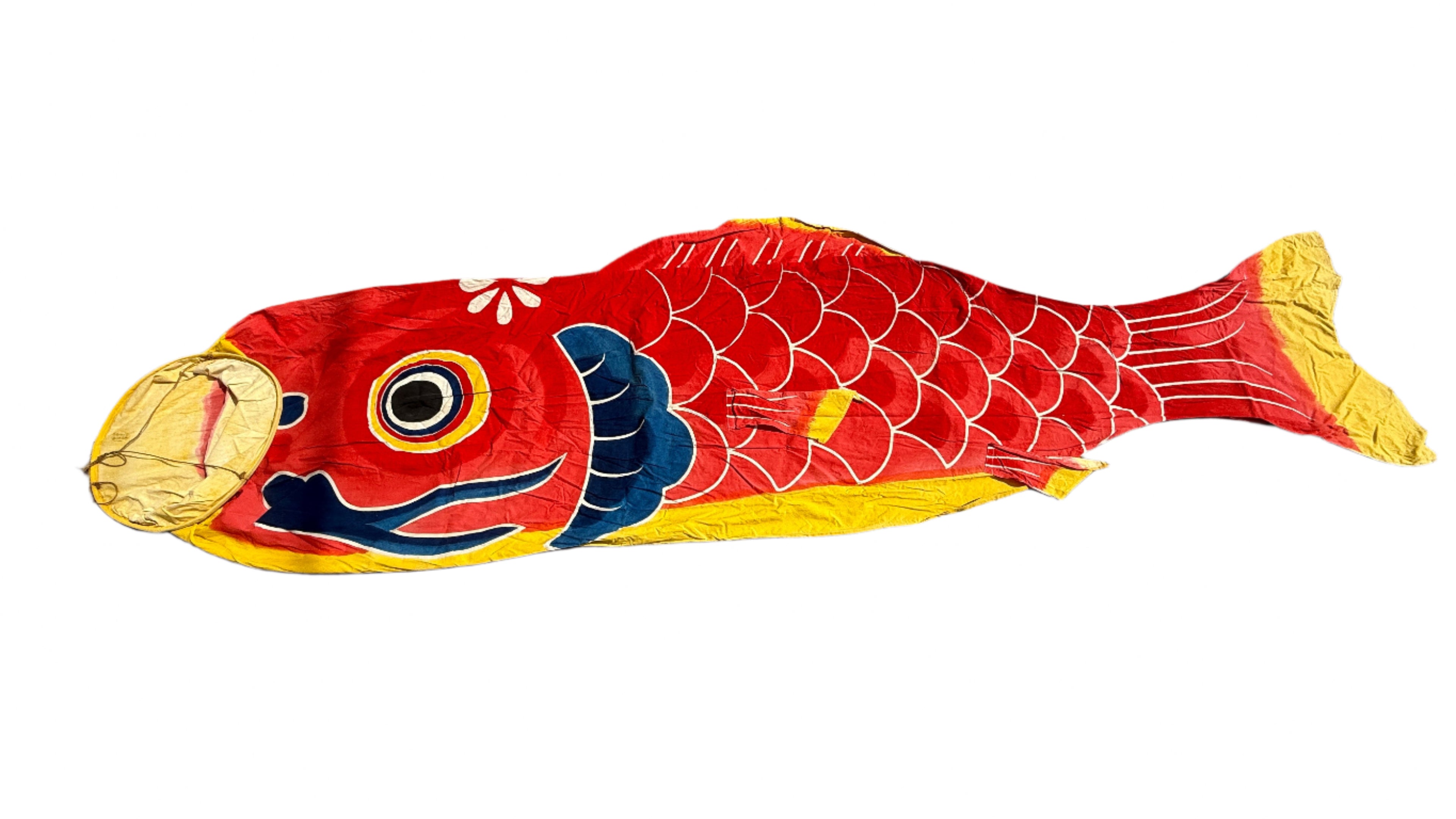 Japanese Hanging Carp Streamer Windsock Koinobori Vtg Fukinagashi Red Fish MK38