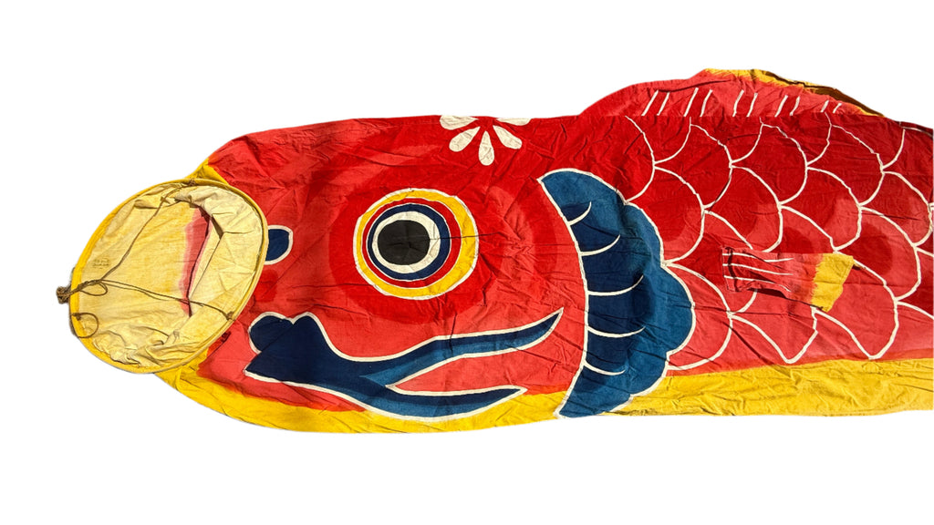 Japanese Hanging Carp Streamer Windsock Koinobori Vtg Fukinagashi Red Fish MK38