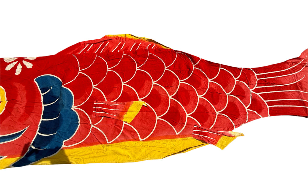 Japanese Hanging Carp Streamer Windsock Koinobori Vtg Fukinagashi Red Fish MK38