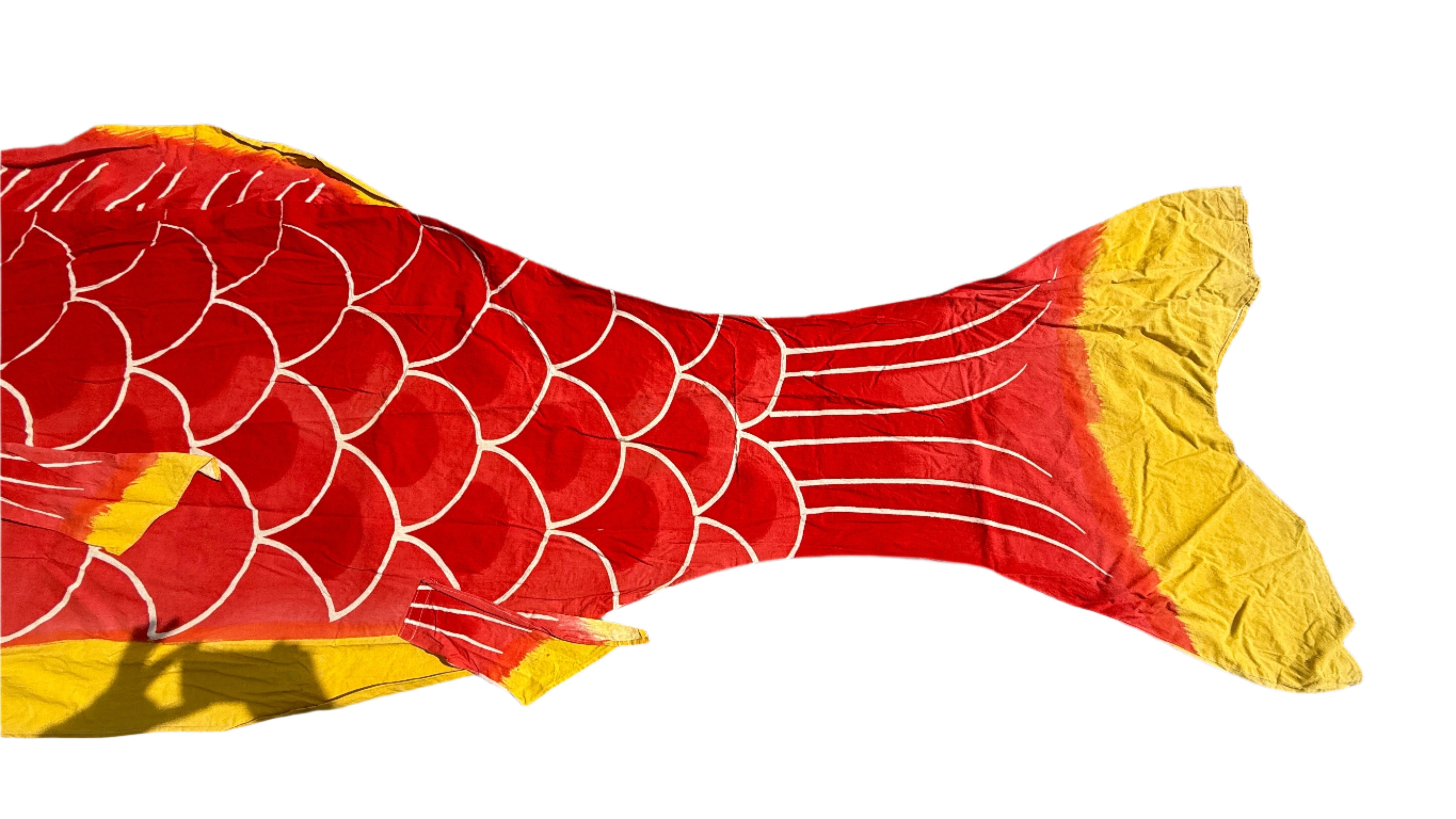Japanese Hanging Carp Streamer Windsock Koinobori Vtg Fukinagashi Red Fish MK38