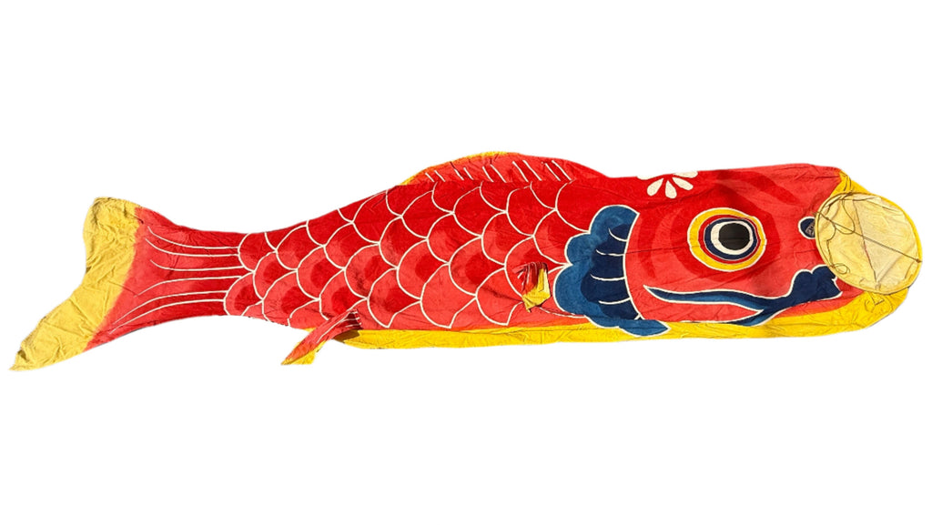 Japanese Hanging Carp Streamer Windsock Koinobori Vtg Fukinagashi Red Fish MK38