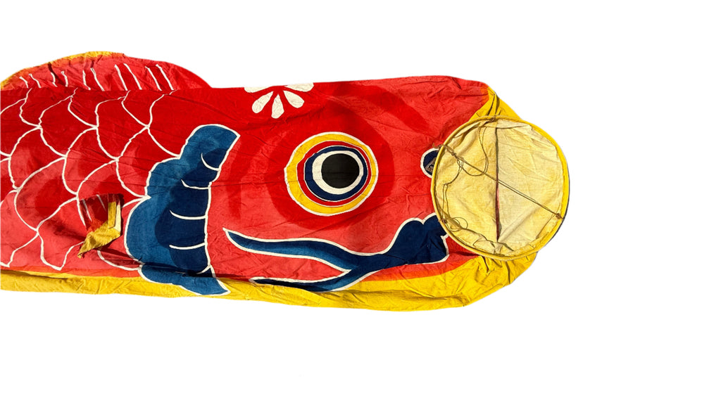 Japanese Hanging Carp Streamer Windsock Koinobori Vtg Fukinagashi Red Fish MK38