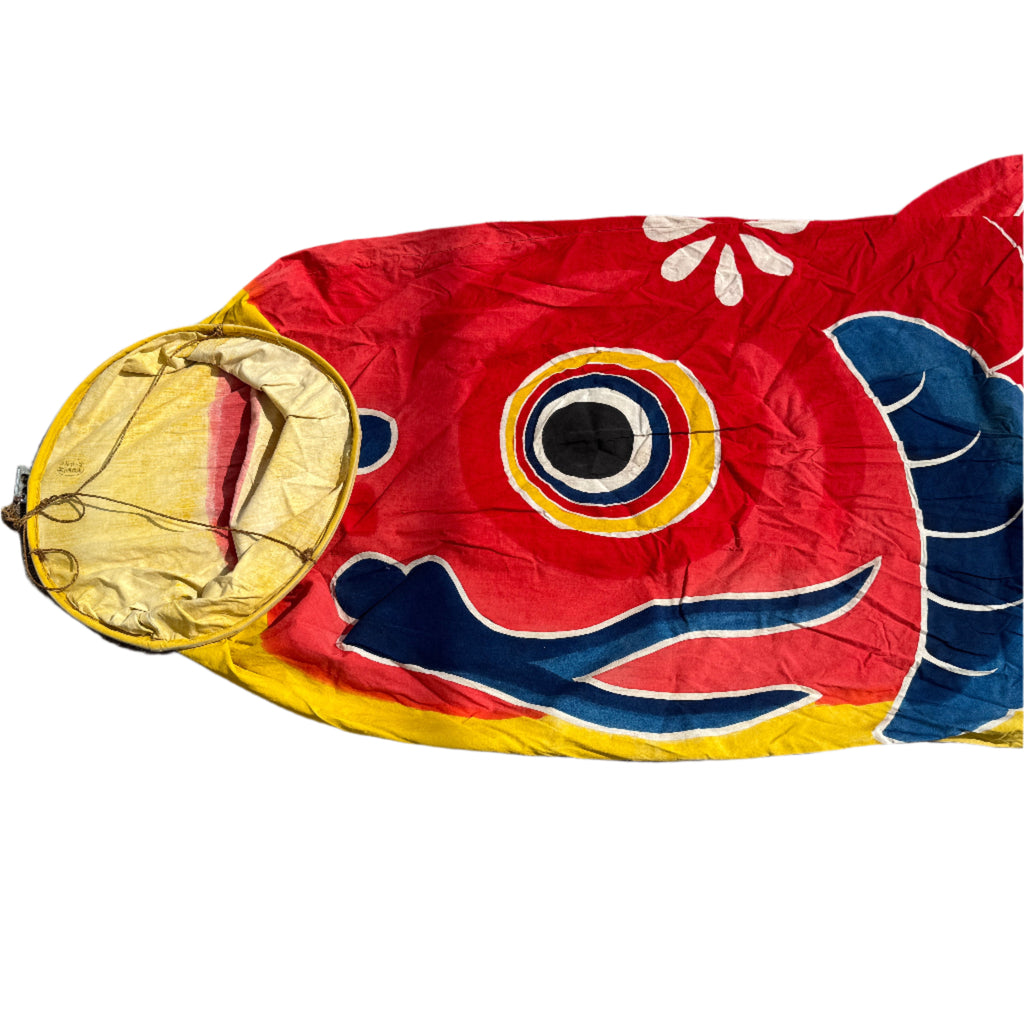 Japanese Hanging Carp Streamer Windsock Koinobori Vtg Fukinagashi Red Fish MK38