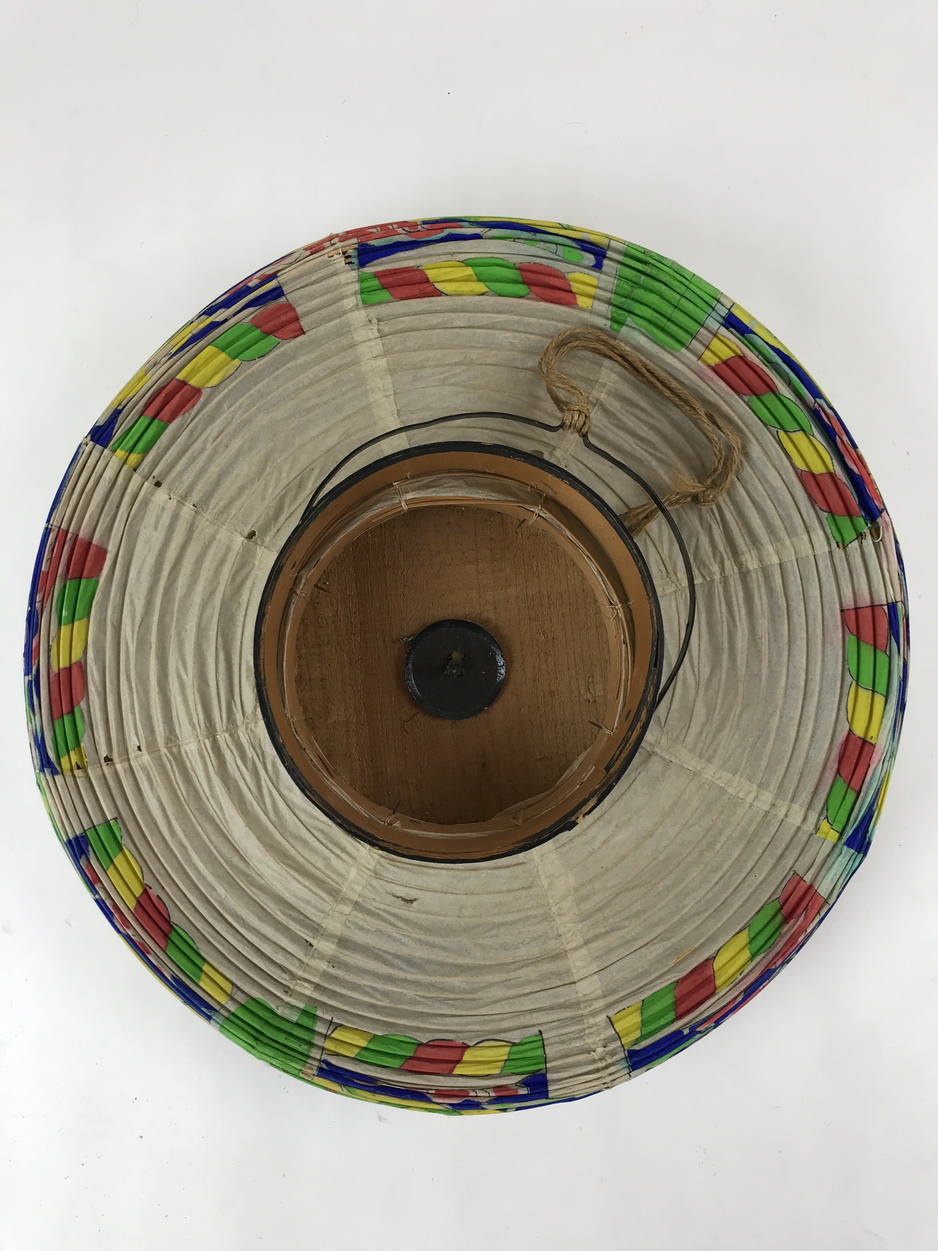 Japanese Hanging Paper Lantern Vtg Chochin With Candle Holder Wood Frame LT63