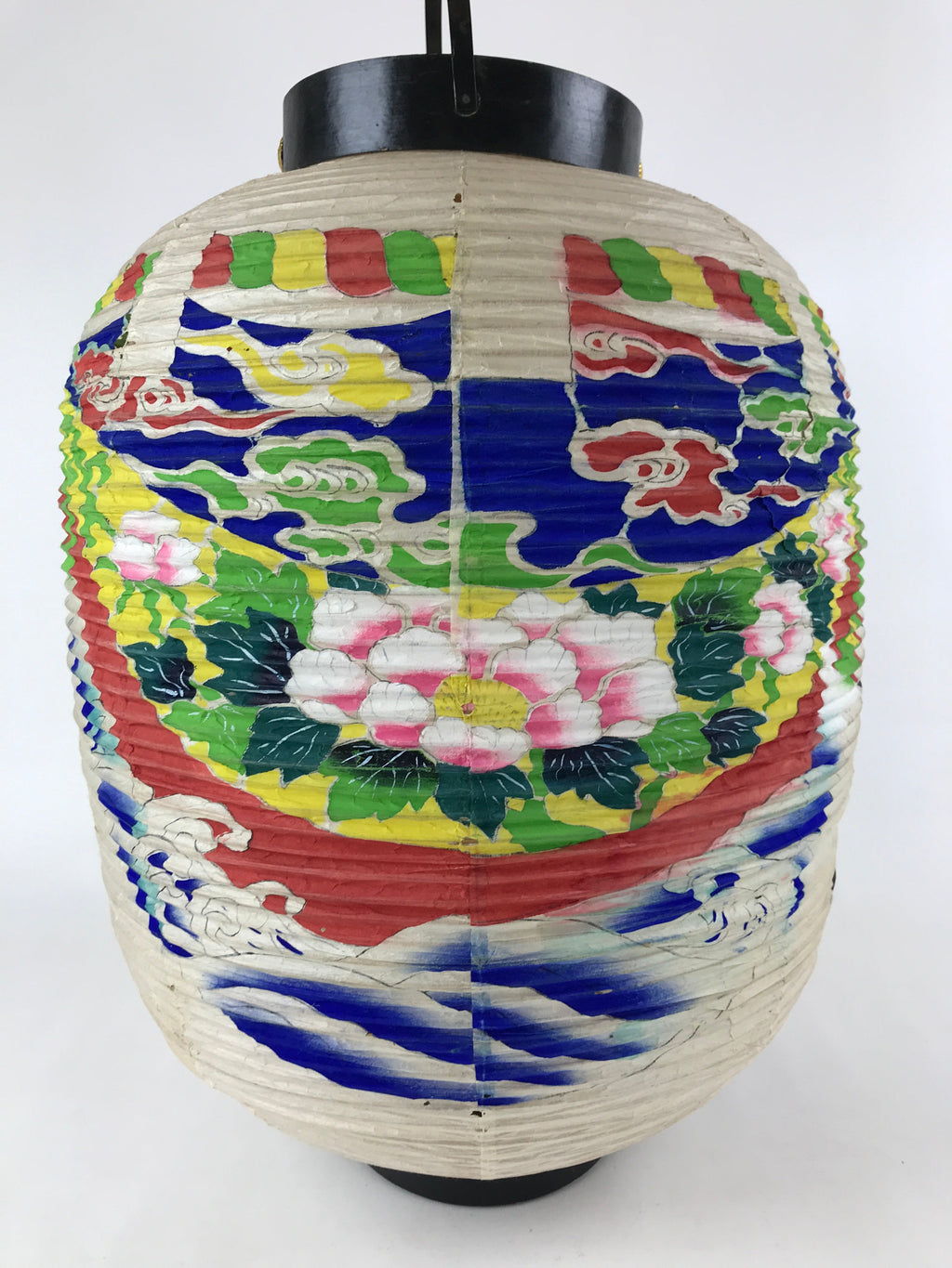 Japanese Hanging Paper Lantern Vtg Chochin With Candle Holder Wood Frame LT63