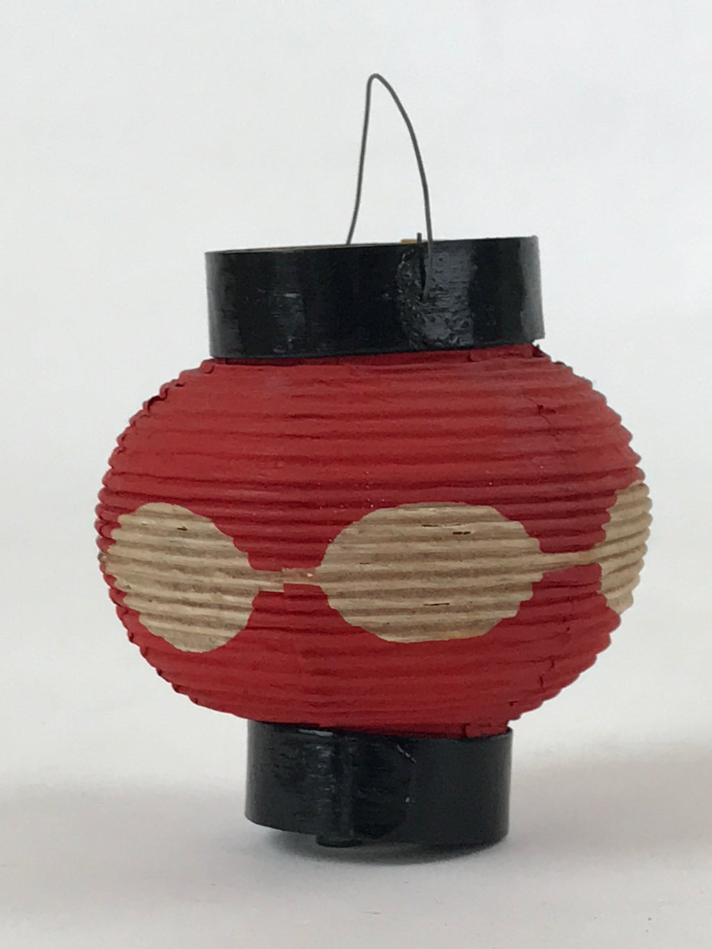 Japanese Hanging Paper Lantern Vtg Small Foldable Chochin Red Black JK573