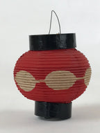 Japanese Hanging Paper Lantern Vtg Small Foldable Chochin Red Black JK573