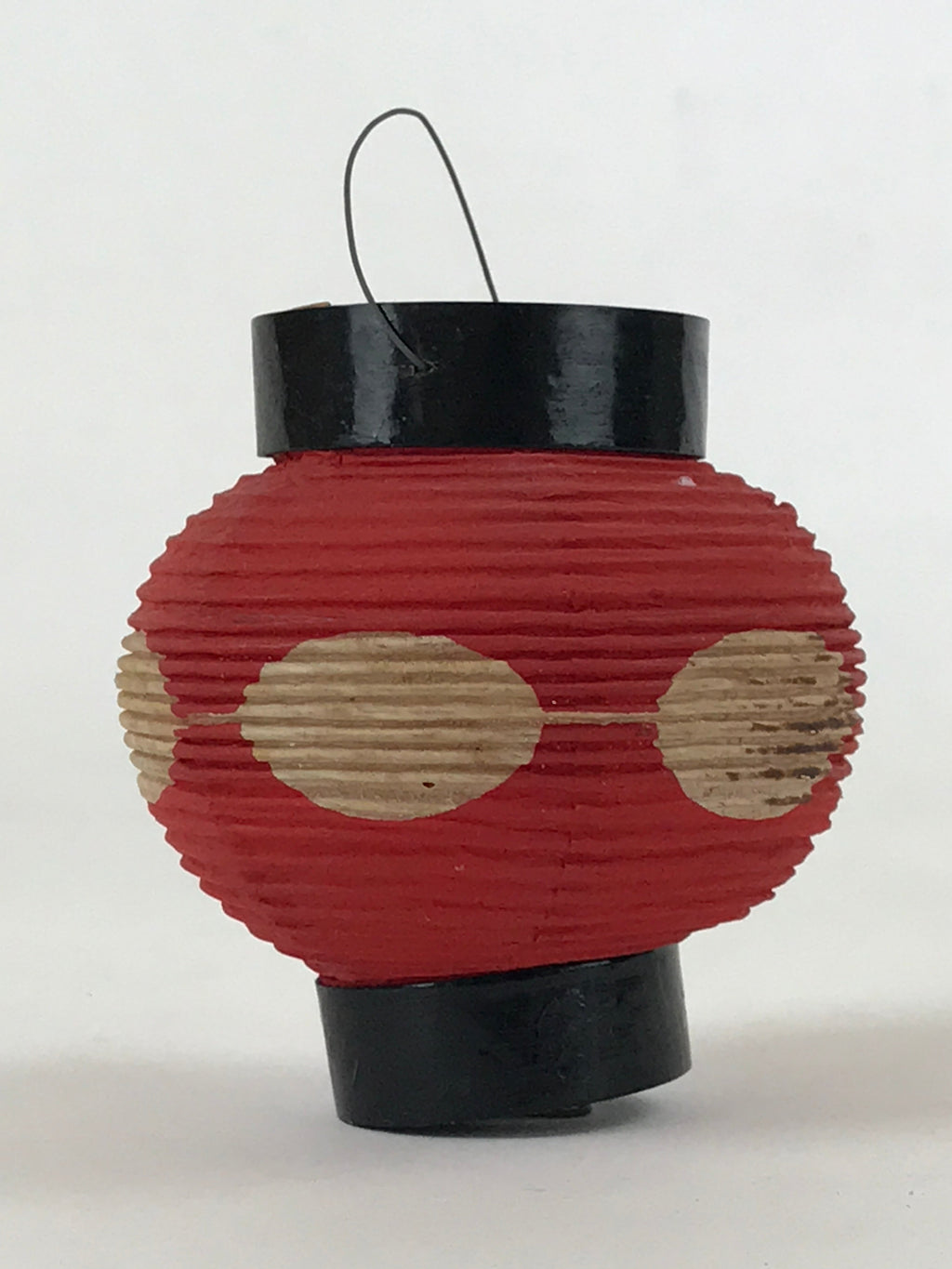 Japanese Hanging Paper Lantern Vtg Small Foldable Chochin Red Black JK573