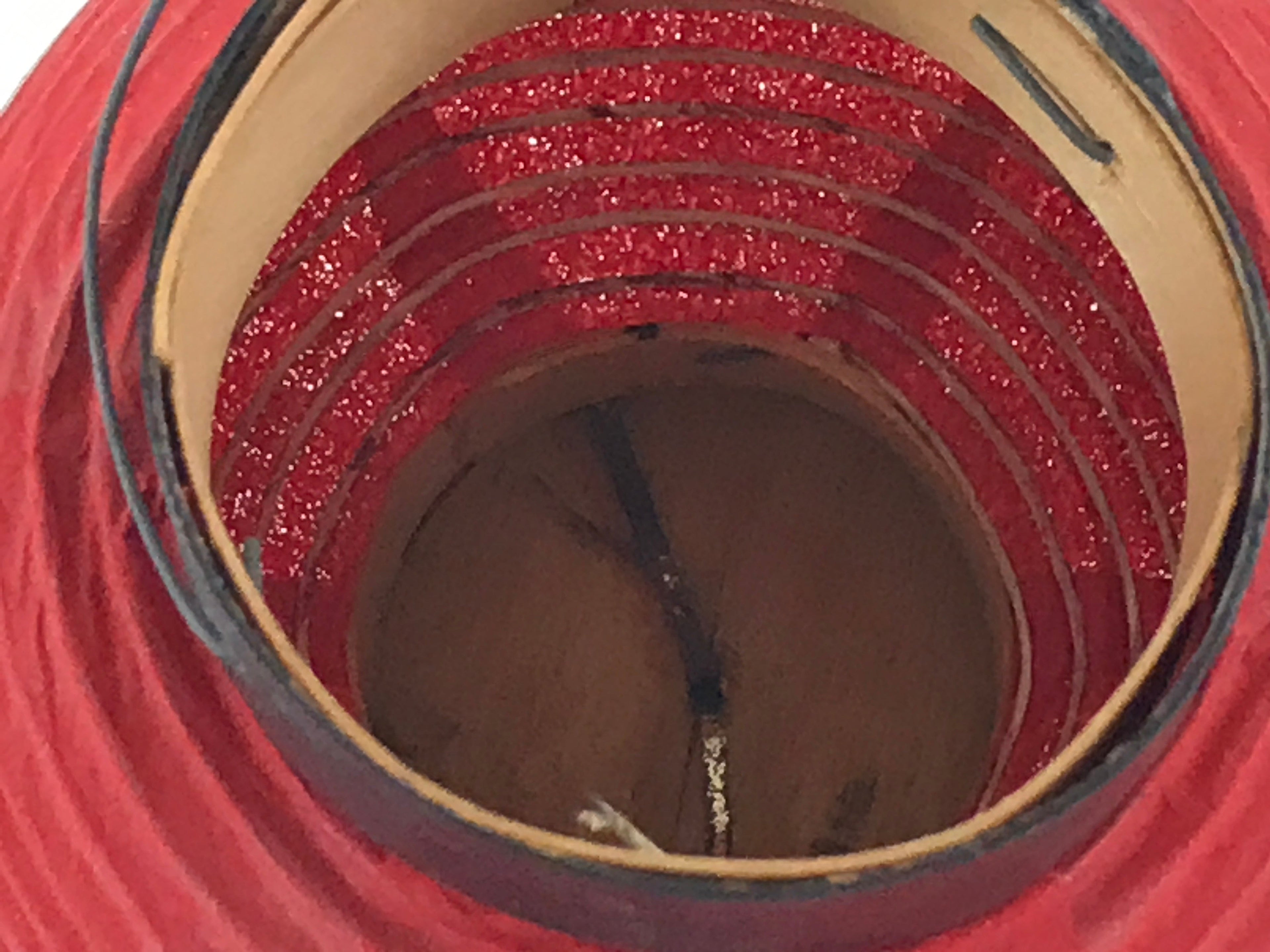 Japanese Hanging Paper Lantern Vtg Small Foldable Chochin Red Black JK573