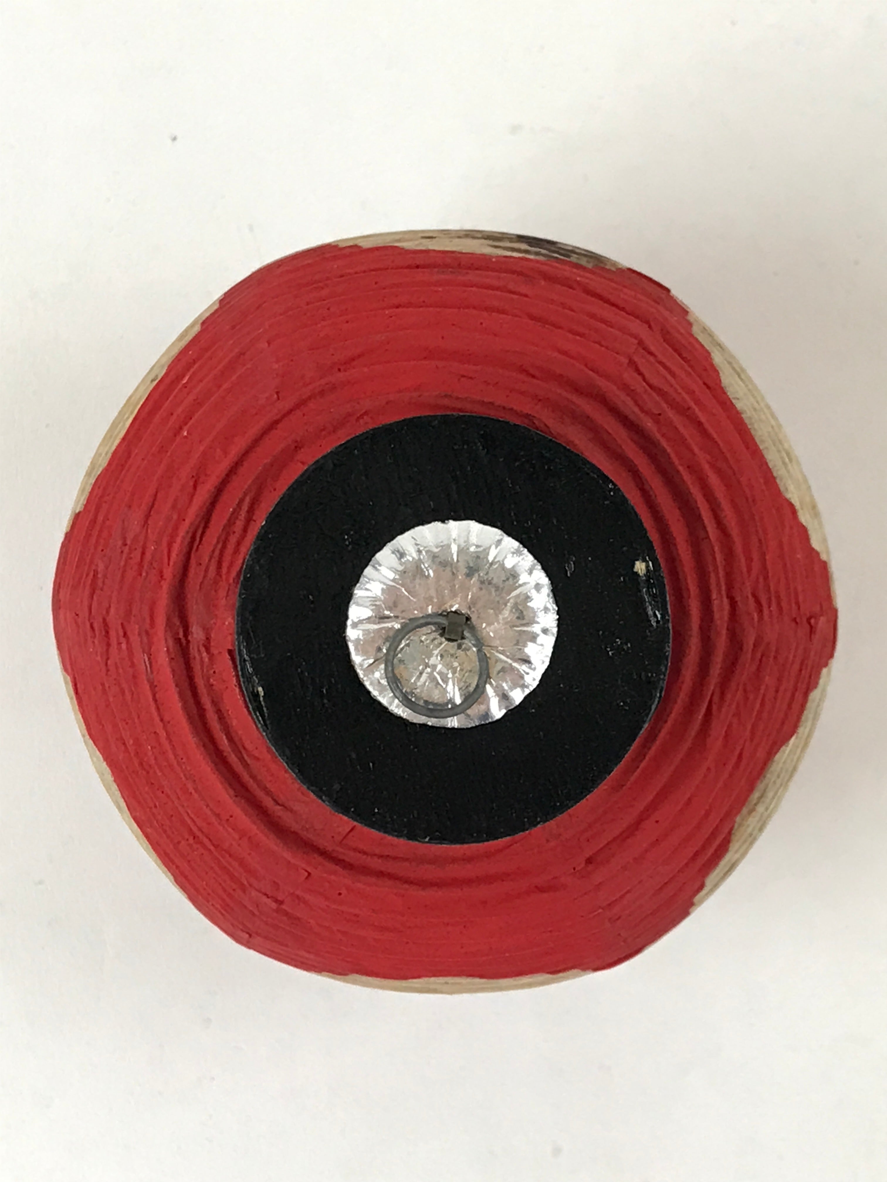 Japanese Hanging Paper Lantern Vtg Small Foldable Chochin Red Black JK573