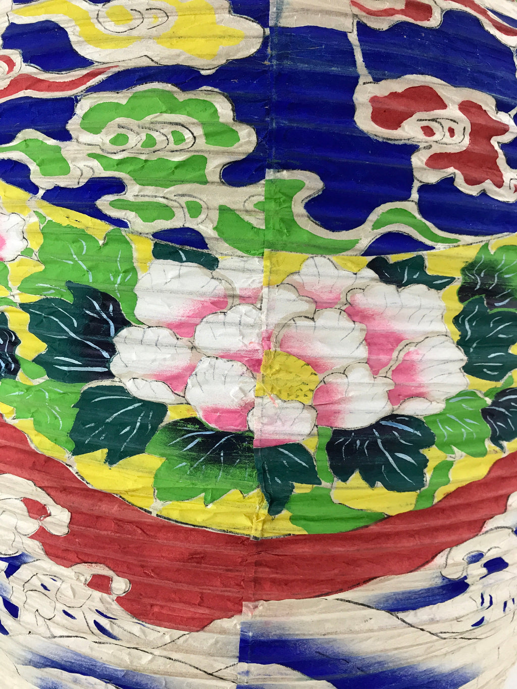 Japanese Hanging Paper Lantern With Candle Holder Vtg Chochin Wood Frame LT64